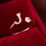 Fashionable 26 English Letters Four-Prong Synthetic Synthetic Zirconia Open Adjustment Ring - Image 24