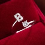 Fashionable 26 English Letters Four-Prong Synthetic Synthetic Zirconia Open Adjustment Ring - Image 40