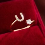 Fashionable 26 English Letters Four-Prong Synthetic Synthetic Zirconia Open Adjustment Ring - Image 33