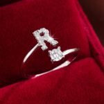Fashionable 26 English Letters Four-Prong Synthetic Synthetic Zirconia Open Adjustment Ring - Image 54