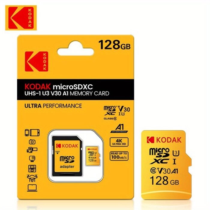 The Kodak High-Speed U3 Micro Tf Includes Sd Adapters Of 32G, 64G, 128G, And 256G. The Uhs-I Provides Excellent Value And Is Ideal For High-Speed Tf Storage At 4K/120Fps, Making It Compatible With Smartphones, Camera Storage, Action Cameras, Car Audio, And More. - Image 9