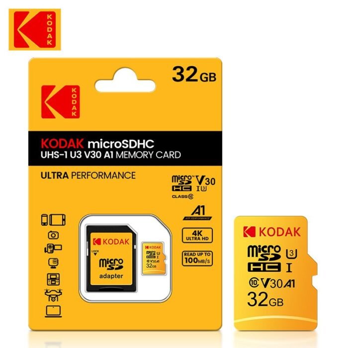 The Kodak High-Speed U3 Micro Tf Includes Sd Adapters Of 32G, 64G, 128G, And 256G. The Uhs-I Provides Excellent Value And Is Ideal For High-Speed Tf Storage At 4K/120Fps, Making It Compatible With Smartphones, Camera Storage, Action Cameras, Car Audio, And More. - Image 3