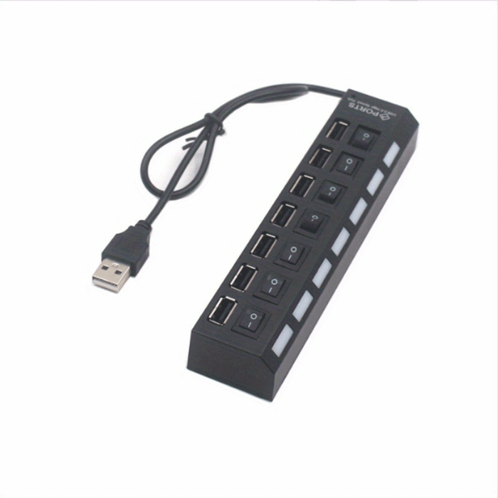High Speed 7 Ports/ 4 Ports Led Usb 2.0 Adapter Hub Multi-Port Socket Powered On/Off Switch Charger Splitter For Pc Laptop Computer U Disk Phone Tablet - Image 9