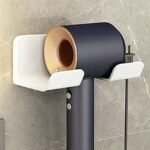 1Pc Hair Dryer Holder With Plug Hook, Wall Mounted Punch Free Bathroom Shortage Rack, Styling Tool Organizer For Easy Access And Convenience - Image 5