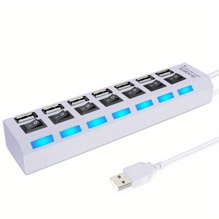 Whxmsh High-Speed Usb 2.0 Hub - Expand Your Device'S Connectivity With 4/7 Ports, Led Indicator Switches, Compact & Lightweight Design For Pc & Laptop - Black - Image 5