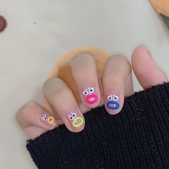 1Pc Funny Expression Design Nail Art Sticker, Self Adhesive Gel Nail Sticker For Nail Decoration, Nail Art Supplies - Image 4