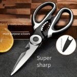 Multi-Purpose Kitchen Shears - Sharp Stainless Steel Food Scissors For Cutting Meat, Fish, And Bones, Ergonomic Black Handles, Ambidextrous Design, Ideal For Home Use, Bbq Essentials, And More, Food Scissors | Serrated Edge Scissors | Durable Kitchen Scissors - Image 2