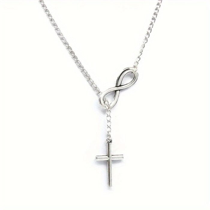 Simple Lucky 8 Cross Short Necklace Jewelry - Image 9