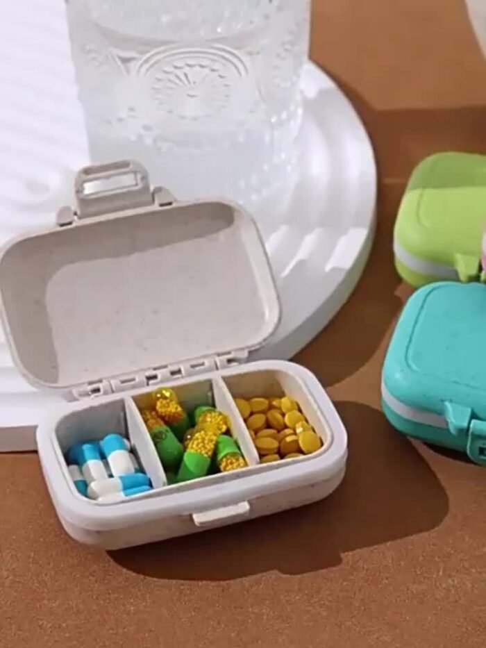 1Pc Colorful Portable Mini Medicine Box - Moisture-Proof, 3-Compartment Rectangular Organizer For Am/Pm Pills, Compact & Easy To Carry - Image 15