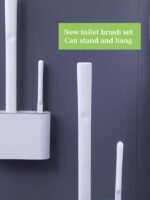 Wall-Mounted Toilet Brush Set, Silicone-Headed Bathroom Cleaning Kit, Space-Saving Long Handle Toilet Cleaner, Ergonomic Design, With 2 Brushes & Holder, For No Electricity Needed, Ideal For Living Room, Bathroom, Toilet, Kitchen Cleaning - Image 12