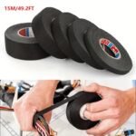 15Meters/49.2Ft High-Temperature Resistant Automotive Electrical Tape - 9/15/19/25Mm Wide, Black Adhesive Fabric Tape For Wiring Harness, Cable Protection & Heat Shielding, Durable Automotive Electrical Tape For Car, Truck, Motorcycle, Automotive Electrical Tape, Vehicle Electrical Protection, Flexible Electrical Tape, Heatresistant Material