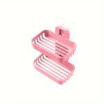 1Pc Double-Layer Soap Holder With Box Drain Sponge Holder - Wall Mounted Bathroom Organizer For Toiletries And Shampoo - Image 9