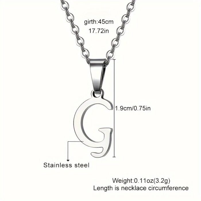 Stainless Steel Minimalist 26-Letter Pendant Necklace - Hip-Hop & Everyday Unisex Jewelry, Initial Gift For Women & Men, Durable Year-Round Wear, Necklace, Daily Wear Accessory, Modern Jewelry, Polished Finish - Image 6