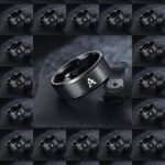 1Pc European And American Fashion Versatile 26 English Letter Double Beveled Edge Matte Stainless Steel Ring For Men (B81)
