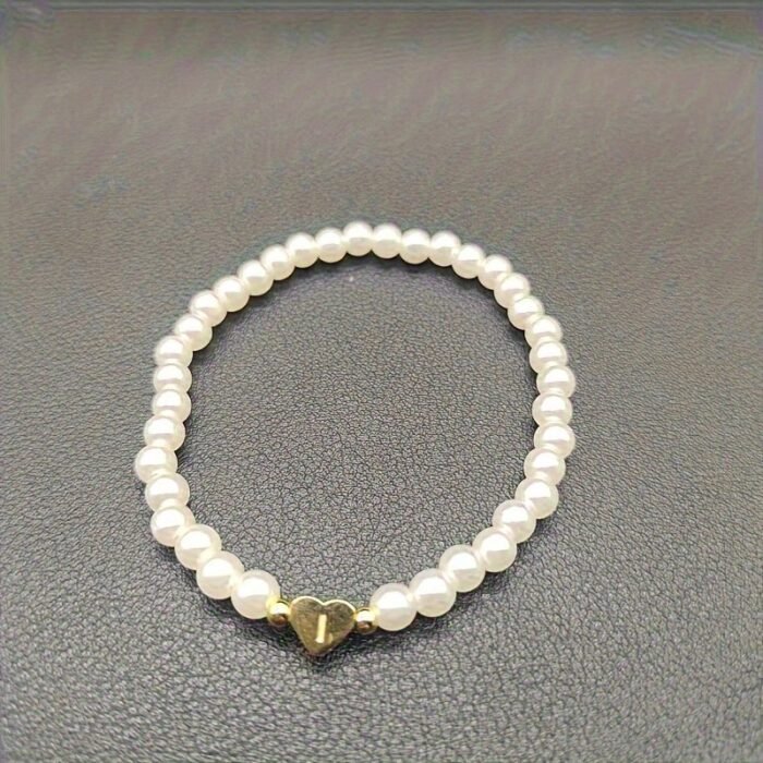 A-Z Heart Initial Bracelet For Women - 14K Golden Plated Stainless Steel With Imitation Imitation Pearl, Elegant Everyday Jewelry Gift For Valentine?S Day, Anniversary, Birthday - Image 18