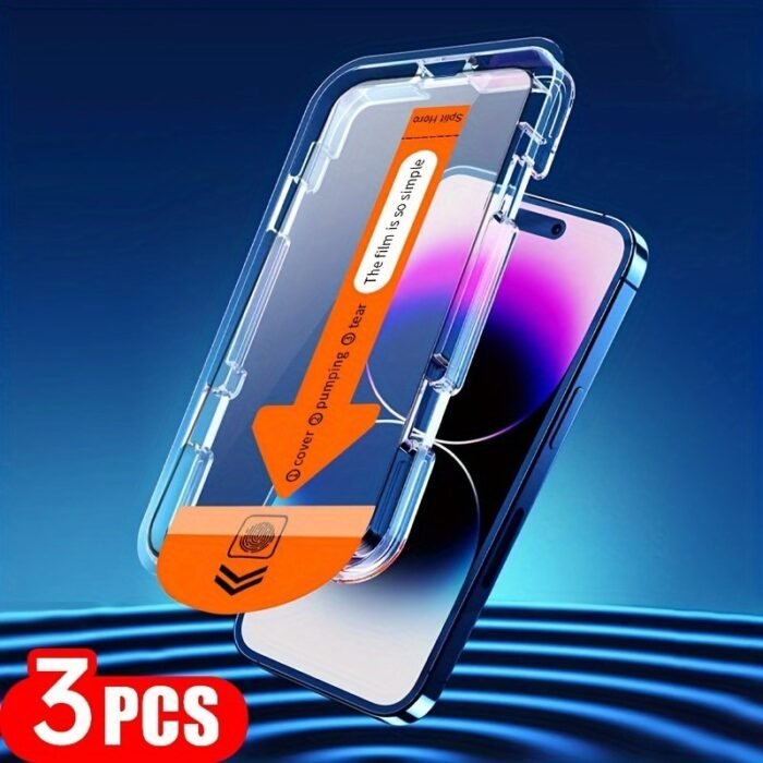 3-Pack Black Edge Tempered Film Suitable For Apple 15/15 Pro/15 Plus/15 Pro Max/14 Plus/14 Pro/14 Pro Max Protection 11 Pro Max/12/12 Pro/12 Pro Max Full Screen 13/13 Pro/13 Pro Max/X/Xs/Xr/Xs Max/11/11 Pro Phone Sticker Tempered Film - Image 5