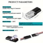 10/20Pcs Double Line Insertion Connector, 2-Pin 2-Port, Pvc Insulated, Copper Contact Material, Quick Connect Termination, Uncharged Power Mode, With Locking Buckle, For Led Wire Connection, Nodemcu Lua - Image 4