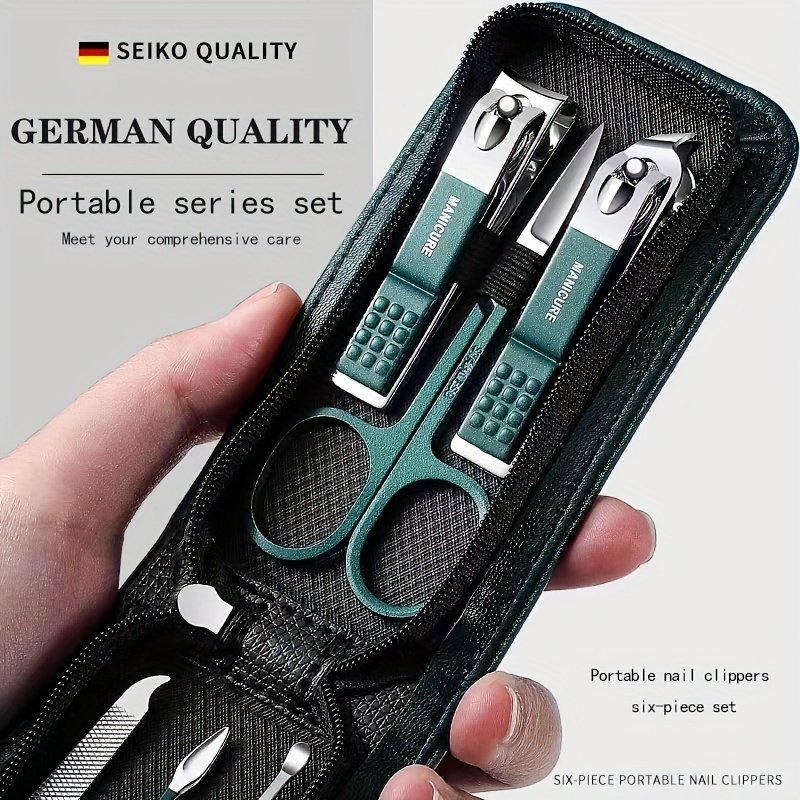product-Fancyalgo-VirtualModelMatting-1675e9ad02c62e8f0d8b2b6e2492f775.jpg 6Pcs Nail Care Set Household Nail Clipper Set Portable Ear Pick Spoon Nail Clipper Set - Image 1