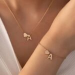1 Set Vintage Fashion Metal Heart Letter Necklace Bracelet Set European Style 26 English Alphabet Jewelry Set - Image 6