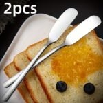 2Pcs Shaon Stainless Steel Round-Head Butter Knives - Rounded Edge Design For Safe Spreading, Jam, Cheese & Dessert Sandwiches - Durable, Portable Kitchen Utensils For Home & Outdoor Use, Sleek Appearance