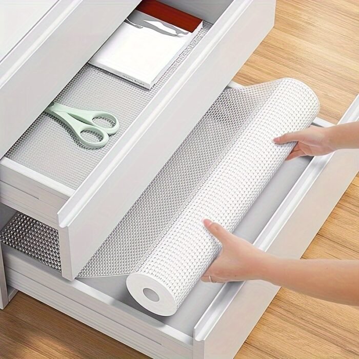 1 Roll Waterproof & Eva Cabinet Drawer Liner Mat - Oil/Water/Stain Resistant, Non-Slip Kitchen Organizer For Refrigerator Shelves, Drawers, Countertops - Easy To Clean Household Storage Supplies, Shelf Liners - Image 1