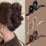 Large Matte Wave Hair Claw For Women - Vintage Style, Solid Color Resin Shark Clip For Easy Updos & Styling