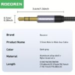 Rocoren 3.5Mm Audio Cable Nylon Braided Aux Cord Cable Male To Male Stereo Hi-Fi Sound For Headphones Car Home Stereos Speakers Tablets Compatible With Iphone/Ipad/Ipod Echo & More - Image 2