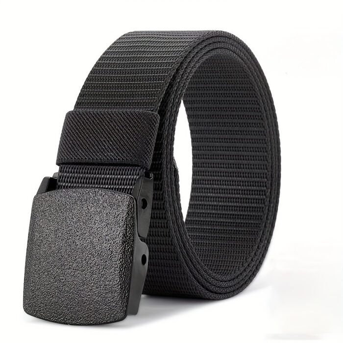 Ckiruv Canvas Belt - Allergy-Free, Metal-Free Automatic Buckle, Black Woven Waistband For Outdoor Sports - Image 1