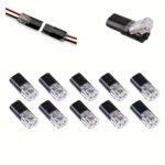 10/20Pcs Double Line Insertion Connector, 2-Pin 2-Port, Pvc Insulated, Copper Contact Material, Quick Connect Termination, Uncharged Power Mode, With Locking Buckle, For Led Wire Connection, Nodemcu Lua - Image 3