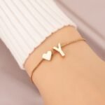 1Pc Mini Love Heart Letter Beads Thin Chain Bracelet Simple Minimalist Hand Chain Jewelry - Image 48