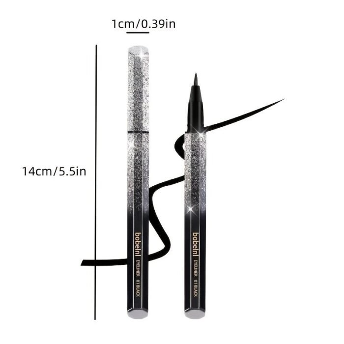 1Pc Long-Lasting Waterproof Black Starry Sky Eyeliner Pen With Sponge Tip - Smooth And Quick-Drying For Beautiful Eye Makeup - Image 6