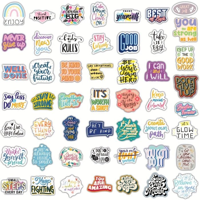100Pcs Inspirational Stickers Pack, Motivational Stickers For Water Bottle Vinyl Quote Stickers, Affirmation Positive Stickers For Journaling Computer Decals Laptop For Macbook Phone Case - Image 5