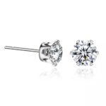 Sparkling Titanium Steel Earrings, 316 Hypoallergenic Stainless Steel Six-Prong Aaa Synthetic Zirconia Studs, 18K Gold-Plated Soft Ear Bone Clasp Jewelry - Image 4