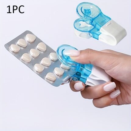 1Pc Portable Pill Taker Remover With Medicine Box Household Gadgets, Tablets Pills Blister Pack Opener Assistance Tool New Design Pill Dispenser