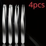 4Pcs Stainless Steel Tweezers Set Eyebrow Splinter & Ingrown Hair Removal Tools With Storage Bag For Men & Women Eyebrow Grooming Tools - Image 6