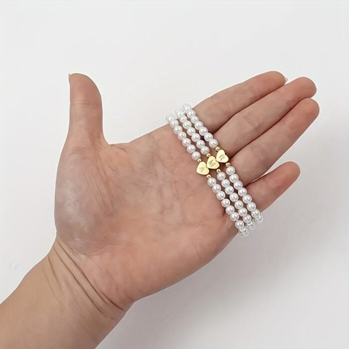 A-Z Heart Initial Bracelet For Women - 14K Golden Plated Stainless Steel With Imitation Imitation Pearl, Elegant Everyday Jewelry Gift For Valentine?S Day, Anniversary, Birthday - Image 4
