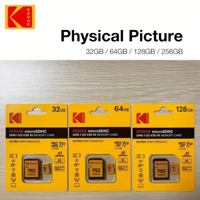 The Kodak High-Speed U3 Micro Tf Includes Sd Adapters Of 32G, 64G, 128G, And 256G. The Uhs-I Provides Excellent Value And Is Ideal For High-Speed Tf Storage At 4K/120Fps, Making It Compatible With Smartphones, Camera Storage, Action Cameras, Car Audio, And More. - Image 6