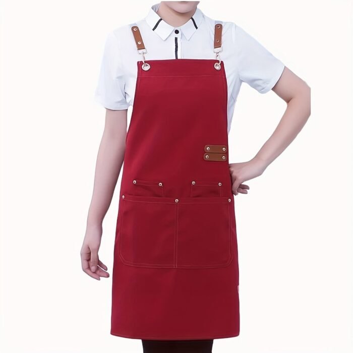 1Pc Canvas Dining Apron With Pockets, Perfect For Coffee Bars, Restaurants, Milk Tea Shop Flower Shop Coffee Baker Waist Overalls For Women - Image 8