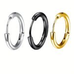 European And American Hot Selling Titanium Stainless Steel Hoop Earrings, Fashionable Unisex Simple Studs, Trendy Ear Cuffs Directly From The Factory 8Mm/10Mm/12Mm/14Mm/16Mm - Image 12