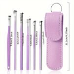6Pcs Stainless Steel Ear Wax Removal Kit With Spiral Design - Includes Key Ring, Faux Leather Case & Cleaning Brush - Odorless, Battery-Free Ear Care Set, Ear Wax Removal Tool - Image 6