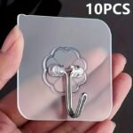 10Pcs Transparent Stainless Steel Multi-Functional Adhesive Hooks For Kitchen, Bathroom Door And Wall Key Storage Hanger, Utility Hooks