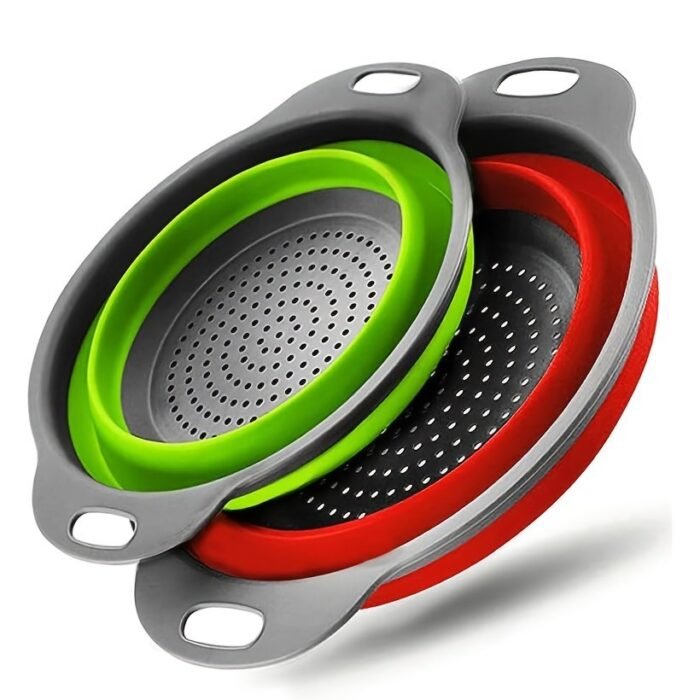 1/2 Set Round Silicone Kitchen Drain Basket Set Collapsible Funnel - 1 Large, 1 Small, Very Suitable For Draining Pasta, Vegetables And Fruits - Image 14