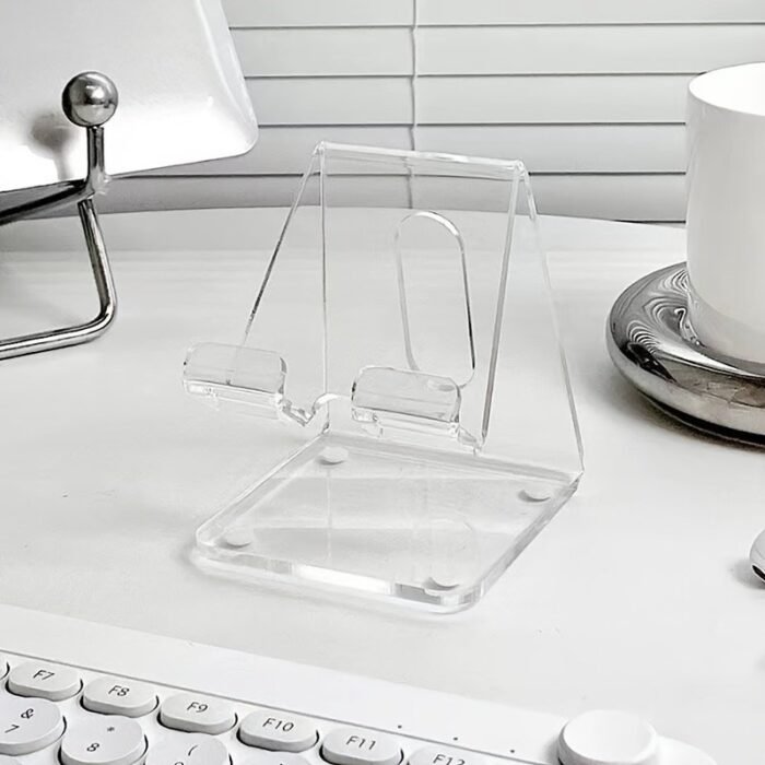 Simple Style Acrylic Transparent Desktop Mobile Tablet Holder, Dormitory Essential Creative Thickened Holder One Piece - Image 1