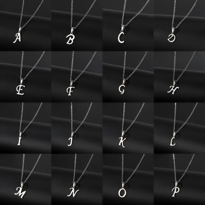 Stainless Steel Minimalist 26-Letter Pendant Necklace - Hip-Hop & Everyday Unisex Jewelry, Initial Gift For Women & Men, Durable Year-Round Wear, Necklace, Daily Wear Accessory, Modern Jewelry, Polished Finish - Image 2