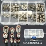 100-200Pcs 304 Stainless Steel/Carbon Steel Allen Head Socket Hex Set Grub Screw Cup Point Assortment