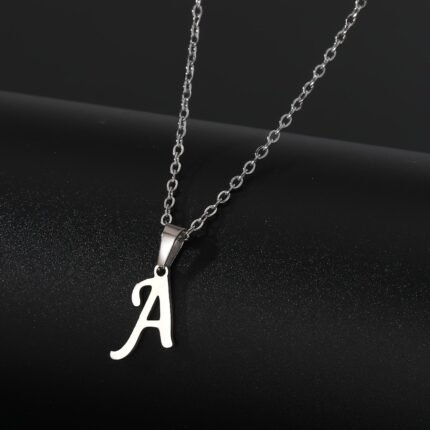 Stainless Steel Minimalist 26-Letter Pendant Necklace - Hip-Hop & Everyday Unisex Jewelry, Initial Gift For Women & Men, Durable Year-Round Wear, Necklace, Daily Wear Accessory, Modern Jewelry, Polished Finish