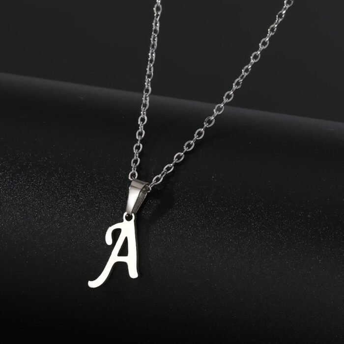 Stainless Steel Minimalist 26-Letter Pendant Necklace - Hip-Hop & Everyday Unisex Jewelry, Initial Gift For Women & Men, Durable Year-Round Wear, Necklace, Daily Wear Accessory, Modern Jewelry, Polished Finish - Image 1