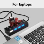 High Speed 7 Ports/ 4 Ports Led Usb 2.0 Adapter Hub Multi-Port Socket Powered On/Off Switch Charger Splitter For Pc Laptop Computer U Disk Phone Tablet - Image 2
