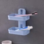 1Pc Double-Layer Soap Holder With Box Drain Sponge Holder - Wall Mounted Bathroom Organizer For Toiletries And Shampoo - Image 8