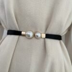 Pearl Elastic Thin Belt Women'S Decoration With Skirt Fashion Simple And Versatile Women'S Buckle Thin Belt